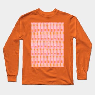 Pink and Orange Brushstroke Geometric Long Sleeve T-Shirt